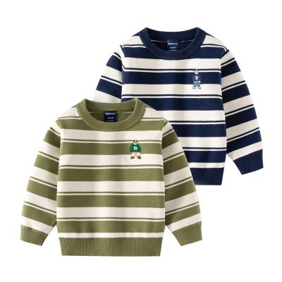 Fashion Striped Sweater for Boys Warm and Soft Cotton Knitted Pullover for Spring and Autumn Kids Clothes