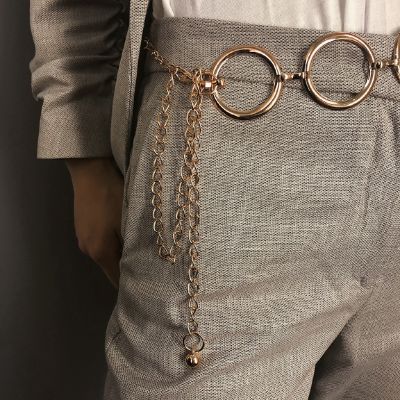 MiasOul Fashion Accessories Link Chain Tassel Circle Metal Belt
