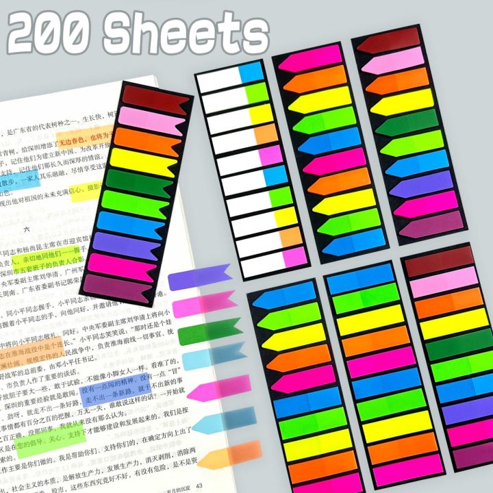 200-sheets-posted-it-transparent-notes-tab-self-adhesive-kawaii-bookmarkers-annotation-books-page-stationery