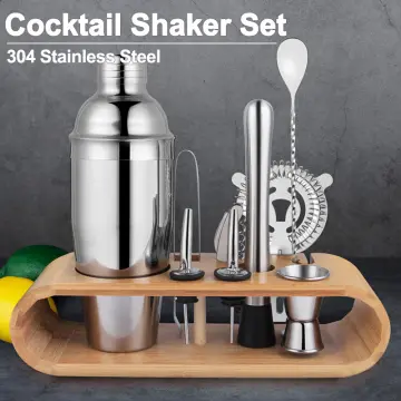 1pc 750ml Bar Stainless Steel Wine Mixer Set Cocktail Shaker Set Shaker  Kit, With Wooden Rack Storage Rack Bar Mixing Drink Tool Holder