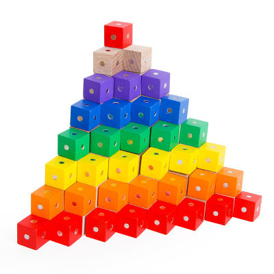 3D ไม้แม่เหล็กที่มีสีสัน Cube บล็อกปริศนาการศึกษาก่อสร้างประสาทสัมผัสของเล่น Montessori ปัญญาคณิตศาสตร์เด็กเด็กสาว