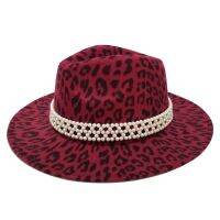 Fedoras Hats For Women Pearl Belt Unisex Water Drop Hat Red Bottom Leapord Pattern Fedoras Jazz Cap Hat Church Шапка Sombrero