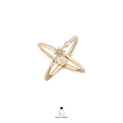 Haus of Jewelry CELESTIAL X RING แหวนเงินแท้ ประดับเพชรคิวบิกเซอร์โคเนีย (Cubic Zirconia)