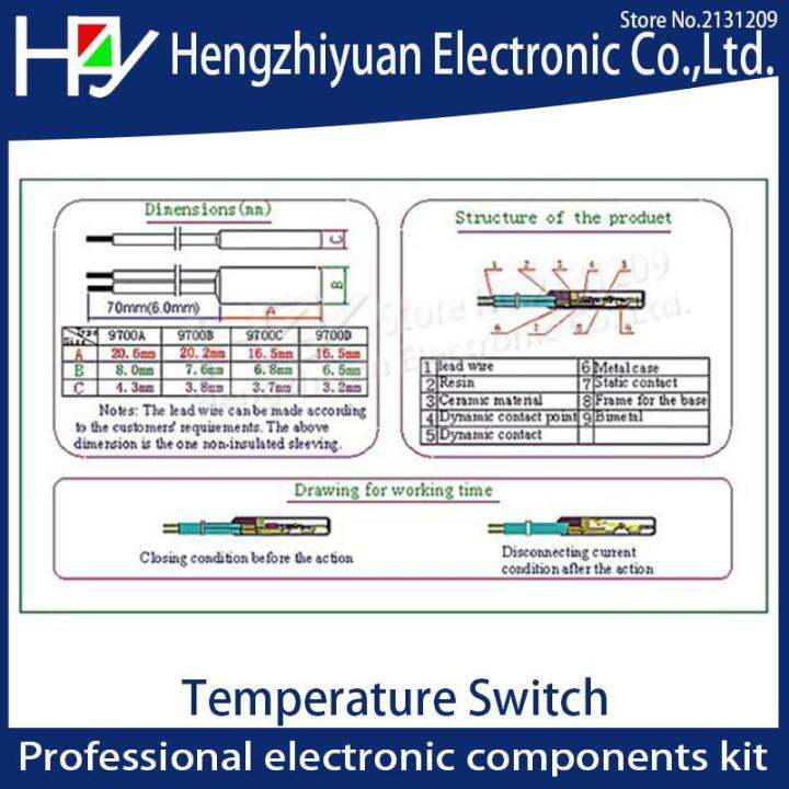 hzy-ksd9700-250v-5a-10a-พลาสติกฟิวส์-bimetal-สวิตช์อุณหภูมิแผ่นป้องกันความร้อนเทอร์โม-n-c-45-140c-องศา-centigrade