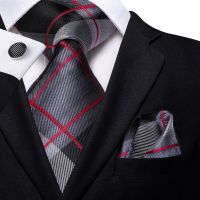 Hi-Tie New Fashion Business Black Plaid 100 Silk Men 39;s Tie NeckTie 8.5cm Ties for Men Formal Luxury Wedding Quality Gravata