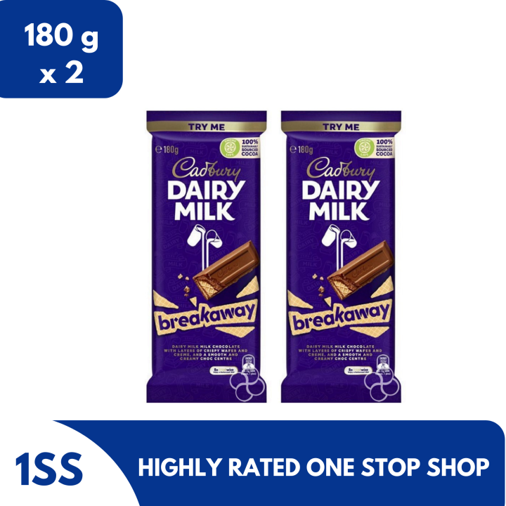 Cadbury Dairy Milk Breakaway Chocolate Bar, 180g set of 2 Lazada PH