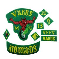 Vagos MC Patch Nomad Biker 1% แพทช์ปักชุดรถจักรยานยนต์ฟรี Rider Full Back Custom ป้ายสำหรับแจ็คเก็ตขนาดใหญ่ Emblem