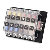 【YF】 Auto 12 Ways Fuse Box Holder Plastic Cover Blade Block   Warning Indicator Car 12V Power Distribution Panel Board