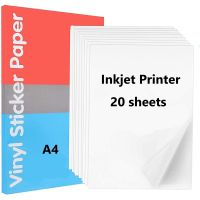 20 Sheets A4 Vinyl Sticker Paper for Inkjet Printer Matte White Self Adhesive Stickers Label Waterproof Decal Paper Sheet