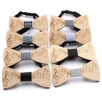 {EDDLYT}แฟชั่นไม้ Bowtie สุภาพบุรุษ Bow Ties Handmade Music Note รูปแบบ Tie สำหรับ Man คอสวม Bowknot Christmas Bow Ties