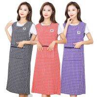 Large zipper pockets had extended waistcoat thin cotton breathable sleeveless knee apron uniform overall kitchen