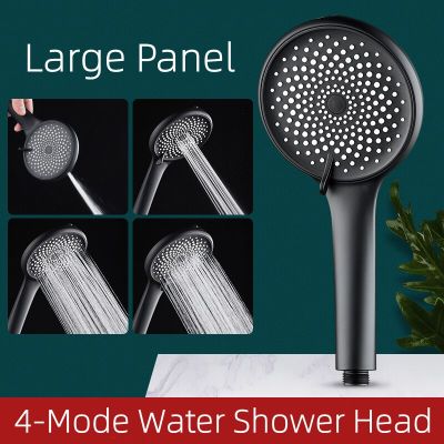 12cm Panel Pressurized Bathroom Shower Heads Black&amp;Chrome Water Saving Hand Showers 4-Mode Adjustable Showerheads Accessories Showerheads