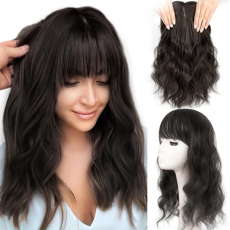 ❃♗ Topper Wig 2 Clip In Hair Extension Water Wave Hair With Bangs Fake Hair  Hairpiece For Women Synthetic Women Toupee. | Lazada Singapore