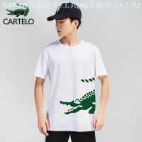 ▫Cartelo Crocodile 2023ของผู้ชาย,ผ้าฝ้ายแท้แขนสั้นบางคอกลมพิมพ์ลายสไตล์เกาหลีแขนสั้นบาง