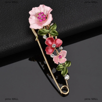 pime MALL หยวน Elegant หมุดไรน์สโตนดอกไม้เข็มกลัดผู้หญิง Simple Lapel Pin อุปกรณ์เสริม