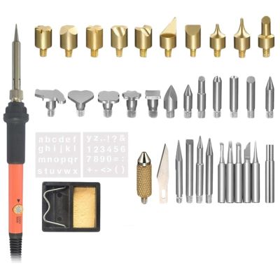 37 Pcs Adjustable Temperature Pyrography Pen Engraving Soldering Iron Pyrography Pen Set EU Plug