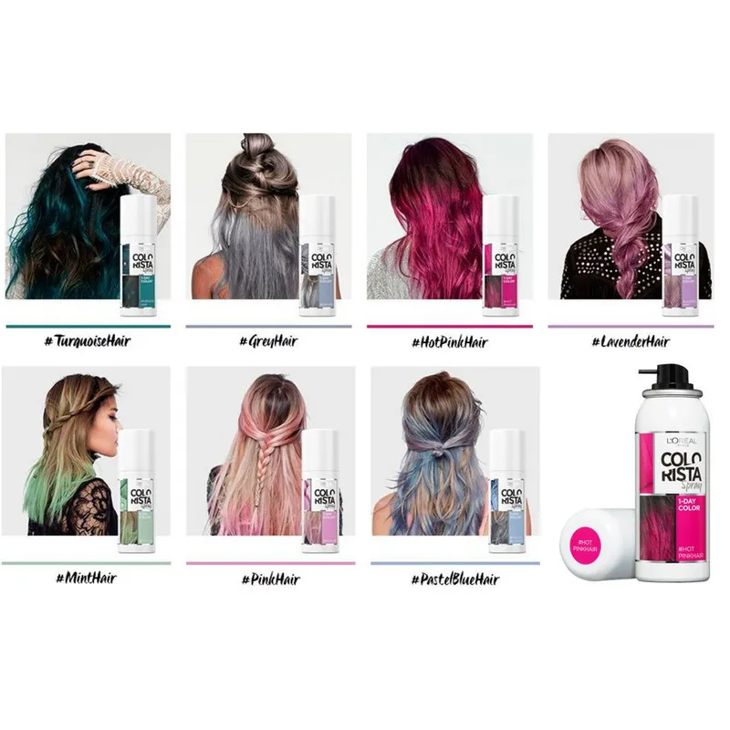 Xịt nhuộm tóc tạm thời L\'oreal Paris Colorista Spray sẽ giúp bạn tự tin thể hiện bản thân với những tông màu đậm nét và sắc sảo. Hãy xem hình ảnh liên quan để chọn cho mình lựa chọn hoàn hảo.
