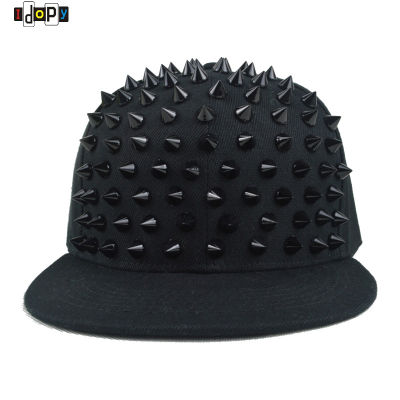 U Nisex พังก์เม่นหมวกบุคลิกภาพแจ๊ส Snapback เข็ม S Tudded Rivet แหลมคมหมวกเบสบอลสำหรับฮิปฮอปร็อคเต้นรำ