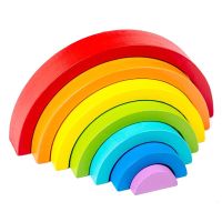 Baby Wooden Rainbow Building Blocks Montessori Creative Stacking Balance Toy Kids Educational Color Cognitive Stacker Baby Gift