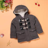 2 Colors Winter New Kids Coats Horn Buckle Jackets for Boys Autumn Fashion Hooded Shirts Warm Thicken Outwear