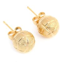 Gold Color Ball Stud Earrings For Women Jewelry Simple Style Cute Earring Jewelry