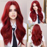 NAMM Long Wavy wine red Lace Front Wig for Women Daily Cosplay Use Nathural Synthetic Middle Part Type Wigs High Quality [ Hot sell ] TOY CENTER