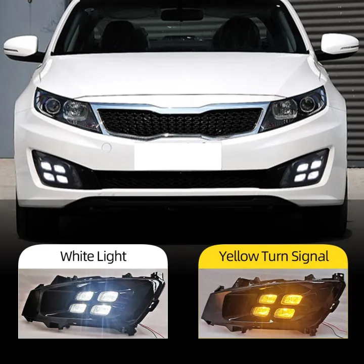 1 Set Car DRL LED Fog Lamp Cover Daytime Running Lights Yellow Turn
