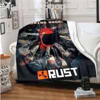 Rust เกมโลโก้โยนผ้าห่มไมโครไฟเบอร์ผ้าห่ม Plush ขนาดผ้าห่มสำหรับห้องนั่งเล่นหรือเตียง Suite