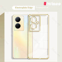 เคสโทรศัพท์เนื้อนิ่ม TPU ใสขอบสี่เหลี่ยมเคลือบผิวแบบเรียบหรูสำหรับ VIVO Y78 5G ฝาครอบโทรศัพท์พร้อมเลนส์กล้องเต็มเคสกันกระแทกขายดี