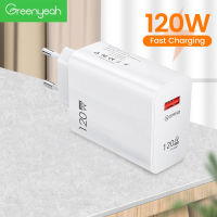 Greenyeah 120W เครื่องชาร์จ USB ชาร์จเร็วอะแดปเตอร์เครื่องชาร์จ USB ที่รวดเร็ว QC3.0ที่ชาร์จโทรศัพท์มือถือสำหรับ Huawei Samsung Xiaomi ที่ชาร์จเร็ว