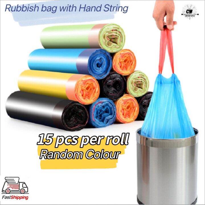 Rubbish Bag with String Garbage Bag Disposable Plastic Rubbish Bag Trash Plastik Sampah