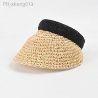 2023 Summer Hand-woven Everything Empty Top Straw Hat Women 39;s Hat Sunscreen No Top Cap Cap Adjustable Sun Visor Sun Hat