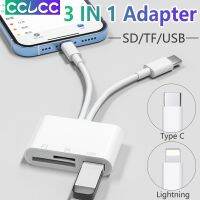 CCLCC 3 In 1ตัวแปลงฮับพอร์ตหลายช่องสำหรับ Type-C/lightning อินเทอร์เฟซคู่เพื่อ USB เครื่องอ่านการ์ดความจำ SD TF อะแดปเตอร์ OTG สำหรับไอโฟนแอนดรอยด์และแล็ปท็อป