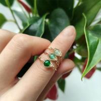 Green Emerald Rings For Women Vintage Gothic Healing Crystal Gem Copper Unusual Hand-made Winding Eye Shape Ring Fashion Jewelry