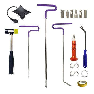 18PcFender Damage Repair Hook Rods Kit,for Repair Door Dings Remover Auto Paintless Hail Damage Removal Tools
