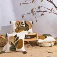 Bohemian Tufted Fringed Cushion Cover Creative Plant Fruit Embroidery Decorative Cushions for Sofa Floor Cushion Cover 45x45cm