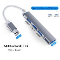 [HOT HAIXWLXKWW 589] Multiport HUB 4พอร์ต Type C Splitter USB 3.0 Hub ความเร็วสูง5Gbps 4 2.0พอร์ตสำหรับอุปกรณ์เสริม