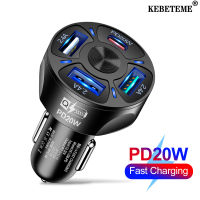 KEBETEME 20WPD + 2.4A 3USD ที่ชาร์จแบตในรถ4พอร์ต Mini อะแดปเตอร์ชาร์จสำหรับโทรศัพท์มือถือ Charger