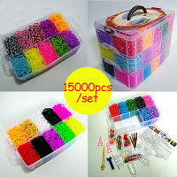 15000Pcs Elastic Bands For Weaving Rainbow Rubber Bands Set Kid DIY Loom Band Rainbow celet Accessories For Child Gifts