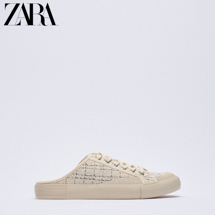 zara-ใหม่-รองเท้าผ้าใบ-ผูกเชือก-สีเบจอ่อน-ลิมิเต็ด-สําหรับผู้หญิง-12831810002