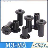 ◑ 10 50 PCS M3 M4 M5 M6 M8 Black Carbon Steel Large Flat Hex Hexagon Socket Head Rivet Connector Insert Joint Sleeve Cap Nut