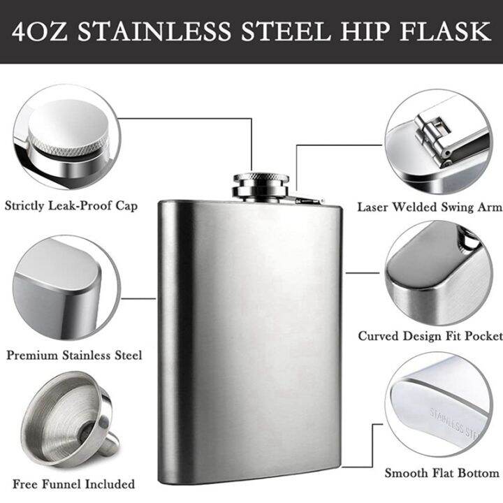 2x-hip-flask-with-funnel-4-oz-stainless-steel-whiskey-flask-100-leak-proof-portable-pocket-hip-flask-for-liquor