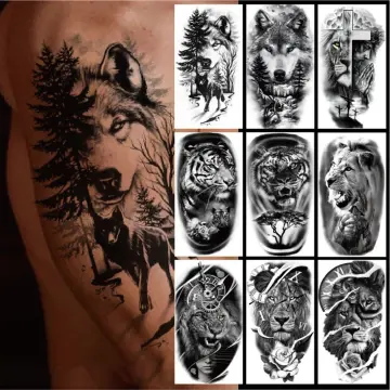 Hình xăm dán cao cấp tattoo hoa trắng đen 15x21cm+ Dán ở tay, chân, đùi,  ngực, vai, lưng, cơ thể...) | Lazada.vn