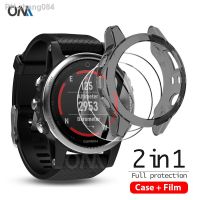 2 1 Protector Case Screen Protector for Garmin fenix 5 5S 5X smart watch Soft TPU Protective Cover Shell Tempered Glass Film