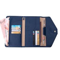 Travel Temperament Multi-Ftion Three-Fold PU Passport Holder Document Holder Leather Passport Wallet Card Holder