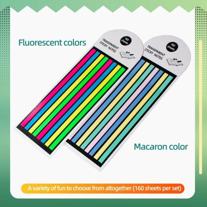 160pc-adhesive-color-sticker-transparent-fluorescent-tabs-flags-note-stationery-children-gifts-school-office-supplie