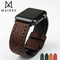 2023 ↂ MAIKES Aksesoris Jam Tangan Kulit Asli Pengganti Tali Jam Tangan untuk Apple Watch Band 44Mm 40Mm 45Mm 41Mm IWatch Gelang Jam