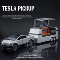 MINI AUTO 1:32 Tesla Cybertruck Pickup Trailer Alloy Car Model Diecasts Metal Off-road Vehicles Truck Simulation Kids Toys Gift Die-Cast Vehicles