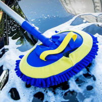 Car wash cleaning brush gloves with retractable aluminum alloy long handle chenille microfiber no scratch for car SUV truck