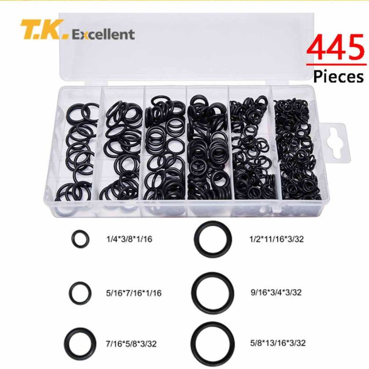 T.K.Excellent O-Rings Assortment Kit 445 pieces Black Rubber O Ring Washer  Seals O-ring Assortment Kit For Car